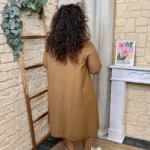Robe longue femme fluide à clous « Jolies Formes » - camel - taille-unique-grande-taille