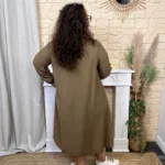 Robe longue femme fluide à clous « Jolies Formes » - taupe - taille-unique-grande-taille