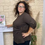 Tunique femme texturée à boucle dorée « Jolies Formes » - marron - taille-unique-grande-taille
