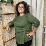 Tunique femme texturée à boucle dorée « Jolies Formes » - kaki - taille-unique-grande-taille