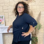 Tunique femme texturée à boucle dorée « Jolies Formes » - marine - taille-unique-grande-taille