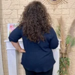 Tunique femme texturée à boucle dorée « Jolies Formes » - marine - taille-unique-grande-taille