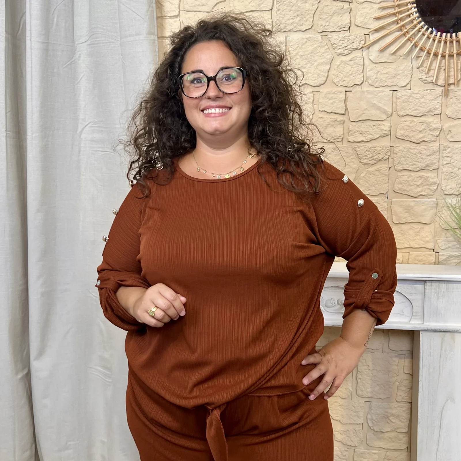 Tunique fluide à nouer « Jolies Formes » - rouille - taille-unique-grande-taille