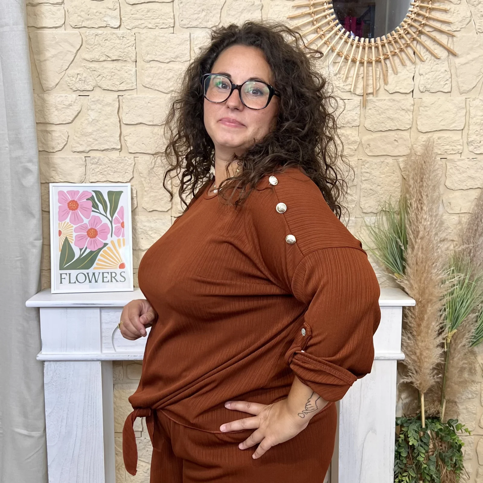 Tunique fluide à nouer « Jolies Formes » - rouille - taille-unique-grande-taille