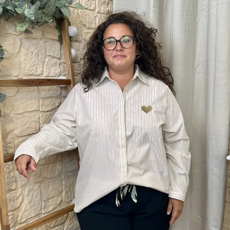 Chemise rayée cœur doré