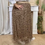 Jupe longue femme en tulle léopard CHRISTY T40-T48 - beige - 48