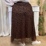 Jupe longue femme en tulle léopard CHRISTY T40-T48 - marron - 42