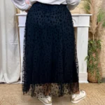 Jupe longue femme en tulle léopard CHRISTY T40-T48 - noir - 42