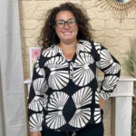 Blouse imprimée éventails (T44-T52) - noir - 52