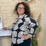 Blouse imprimée éventails (T44-T52) - noir - 52