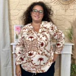 Blouse imprimée palmiers (T44-T52) - bordeaux - 52