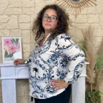 Blouse imprimée palmiers (T44-T52) - marine - 52