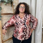 Blouse imprimé animalier (T44-T52) - bordeaux - 52
