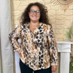 Blouse imprimé animalier (T44-T52) - marron - 52