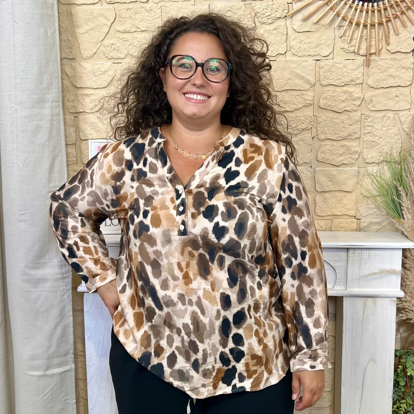 Blouse imprimé animalier (T44-T52) - marron - 52