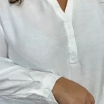 Blouse femme unie col V boutonné CHRISTY T44-T52 - blanc - 52
