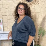 Pull femme fin pailleté col V « Jolies Formes » - marine - taille-unique-grande-taille