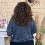 Pull femme fin pailleté col V « Jolies Formes » - marine - taille-unique-grande-taille