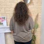 Pull femme fin pailleté col V « Jolies Formes » - marron - taille-unique-grande-taille