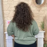 Pull femme fin pailleté col V « Jolies Formes » - kaki - taille-unique-grande-taille