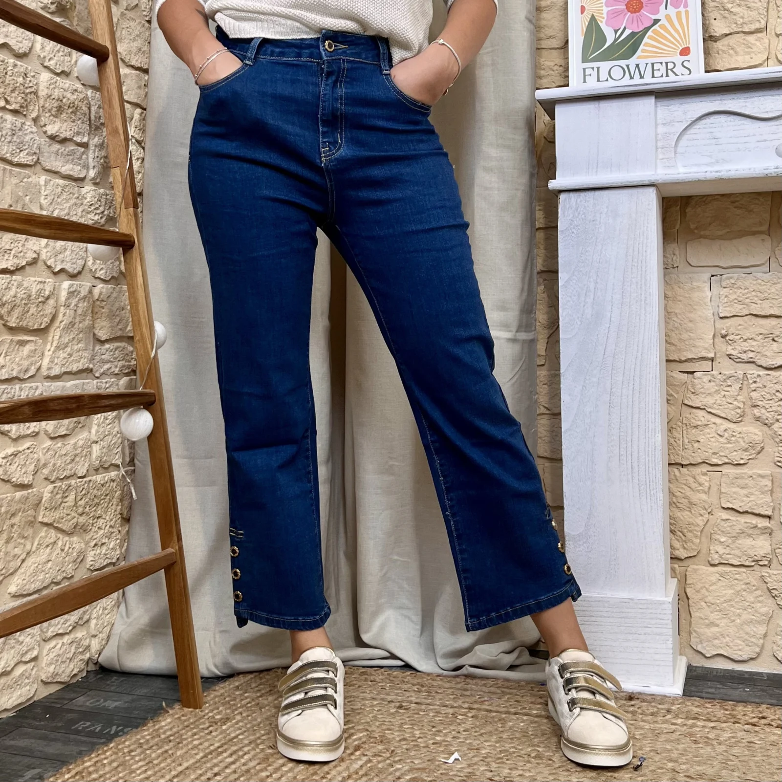 Jean Wide 7/8ème denim foncé