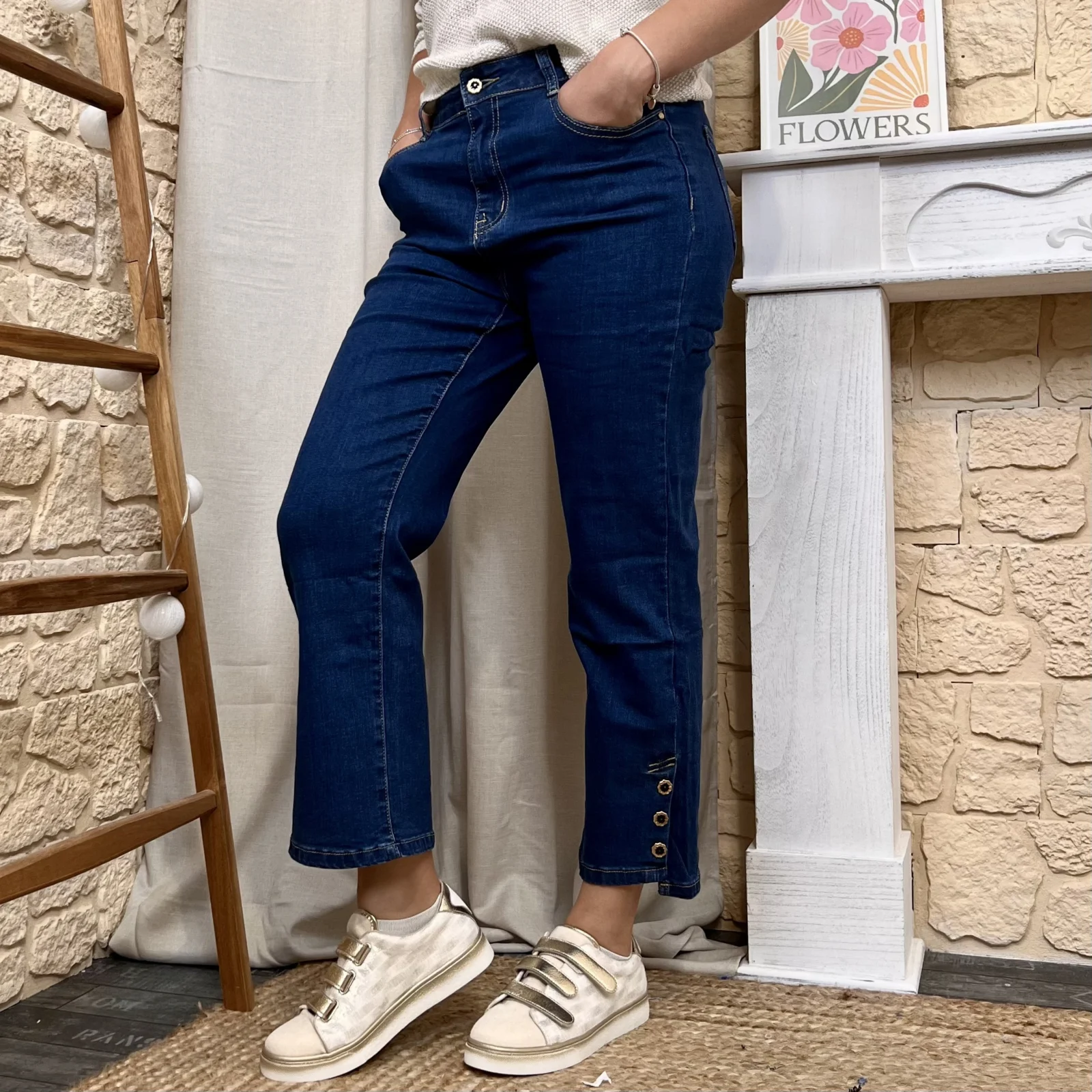 Jean Wide 7/8ème denim foncé (T36-T44) - denim-fonce - 44