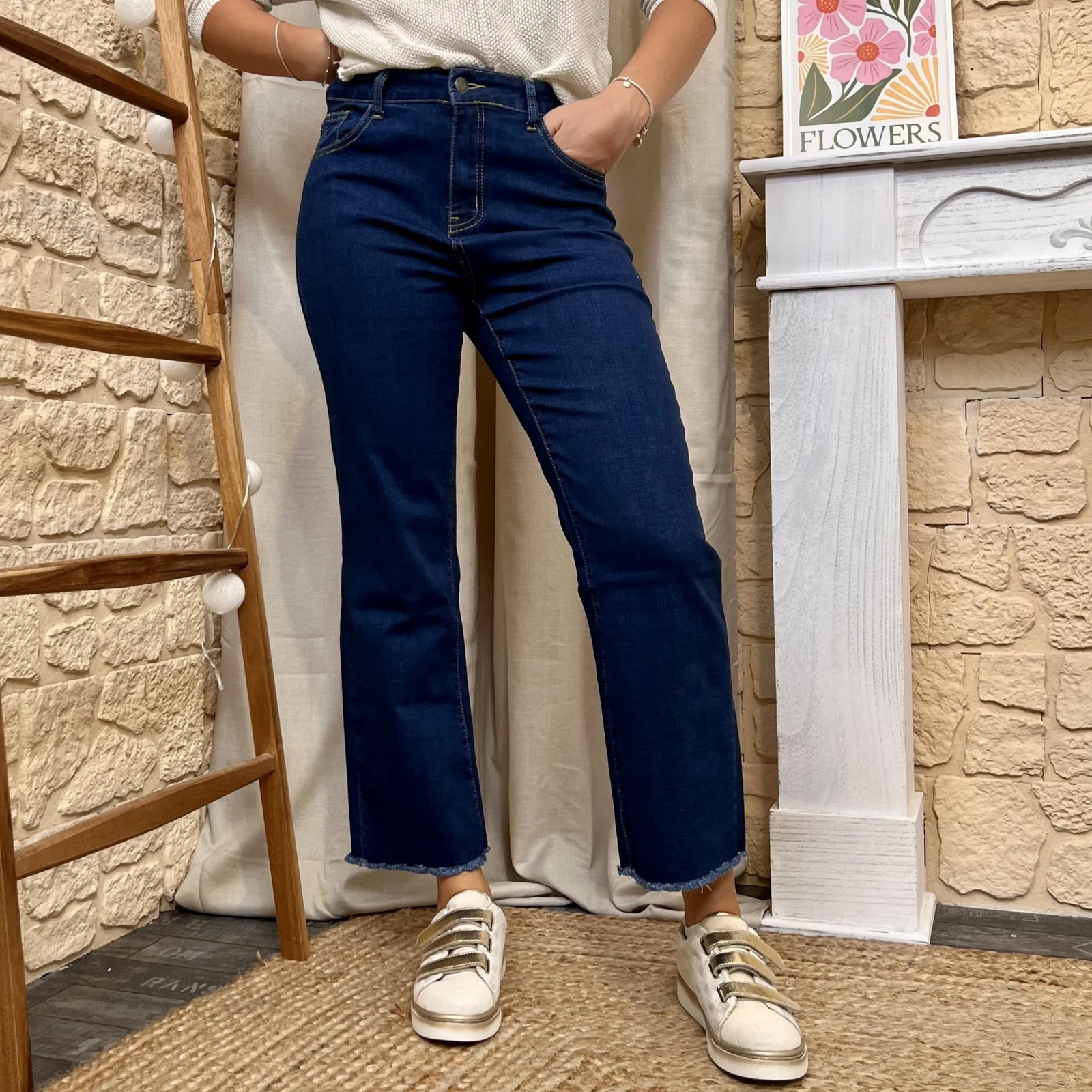 Jean Wide 7/8ème Effiloché