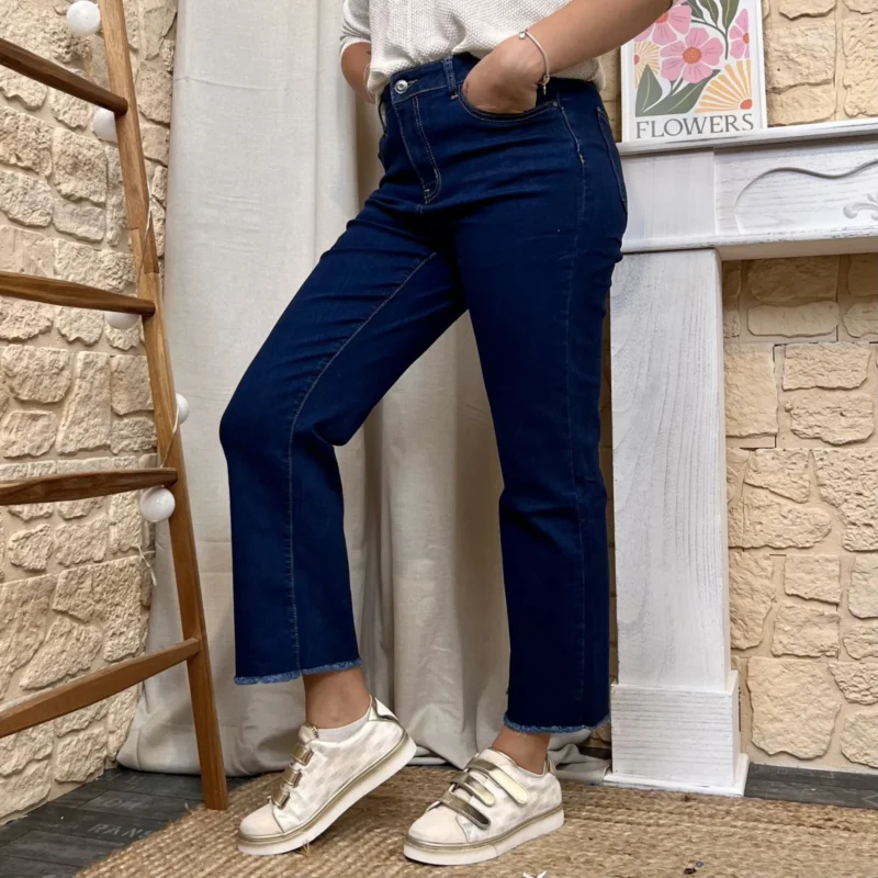 Jean Wide 7/8ème Effiloché (T36-T44) - denim - 44