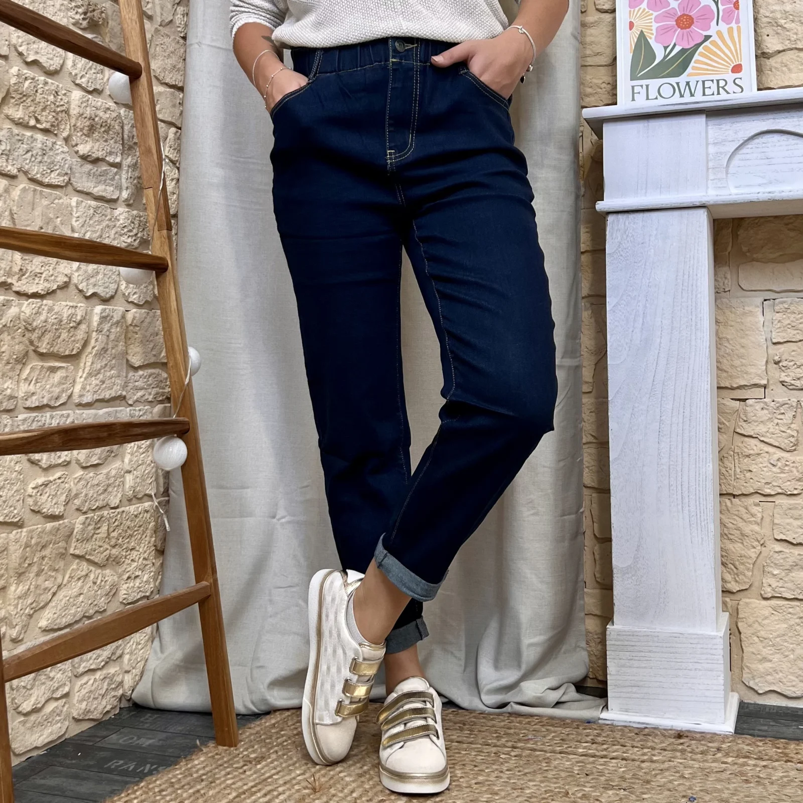 Jean VOGGO Mom Taille Élastique