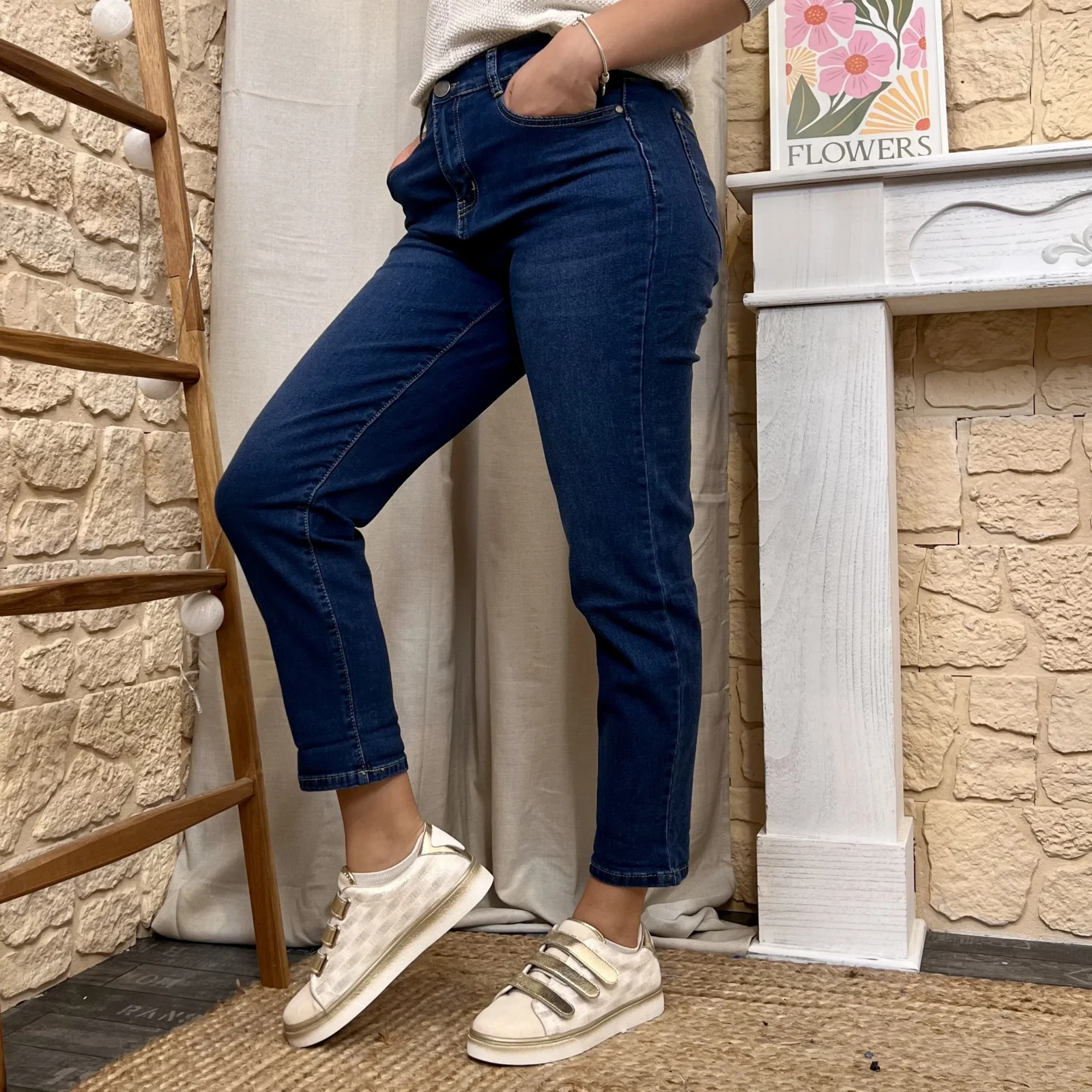 Jean VOGGO Mom 7/8ème denim (T36-T44) - denim-fonce - 44