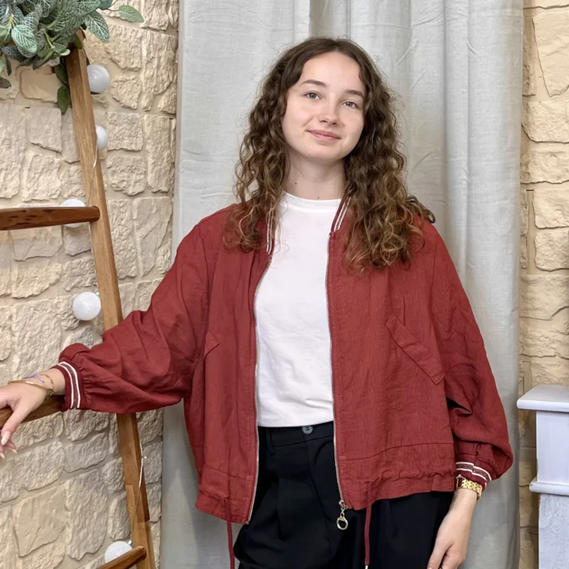 Blouson bomber femme fluide « Tendance » - bordeaux - taille-unique