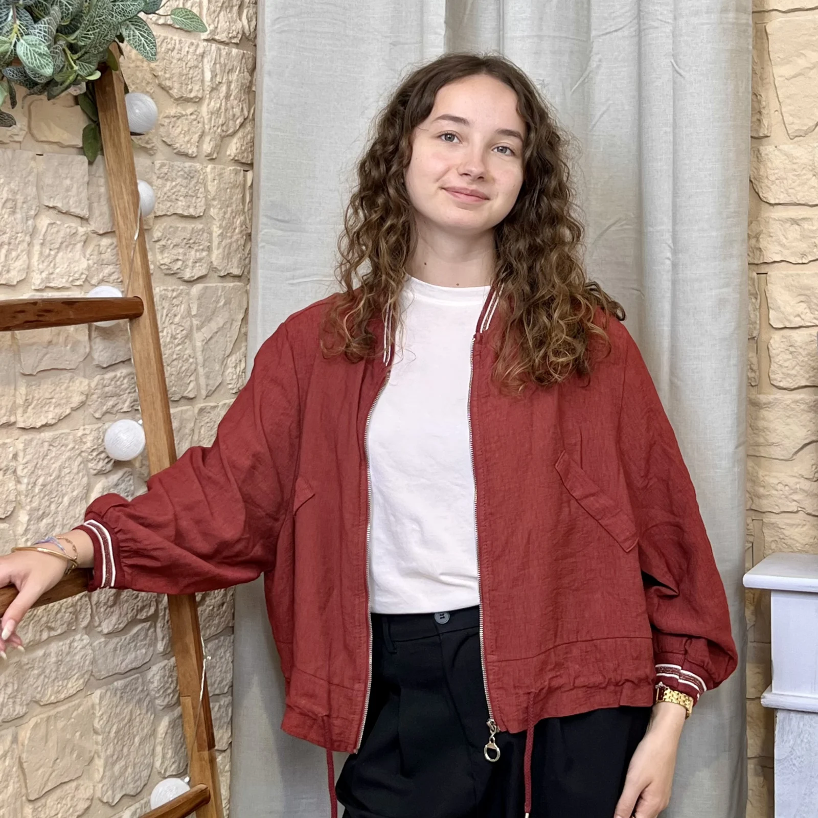 Blouson bomber femme fluide « Tendance » - bordeaux - taille-unique