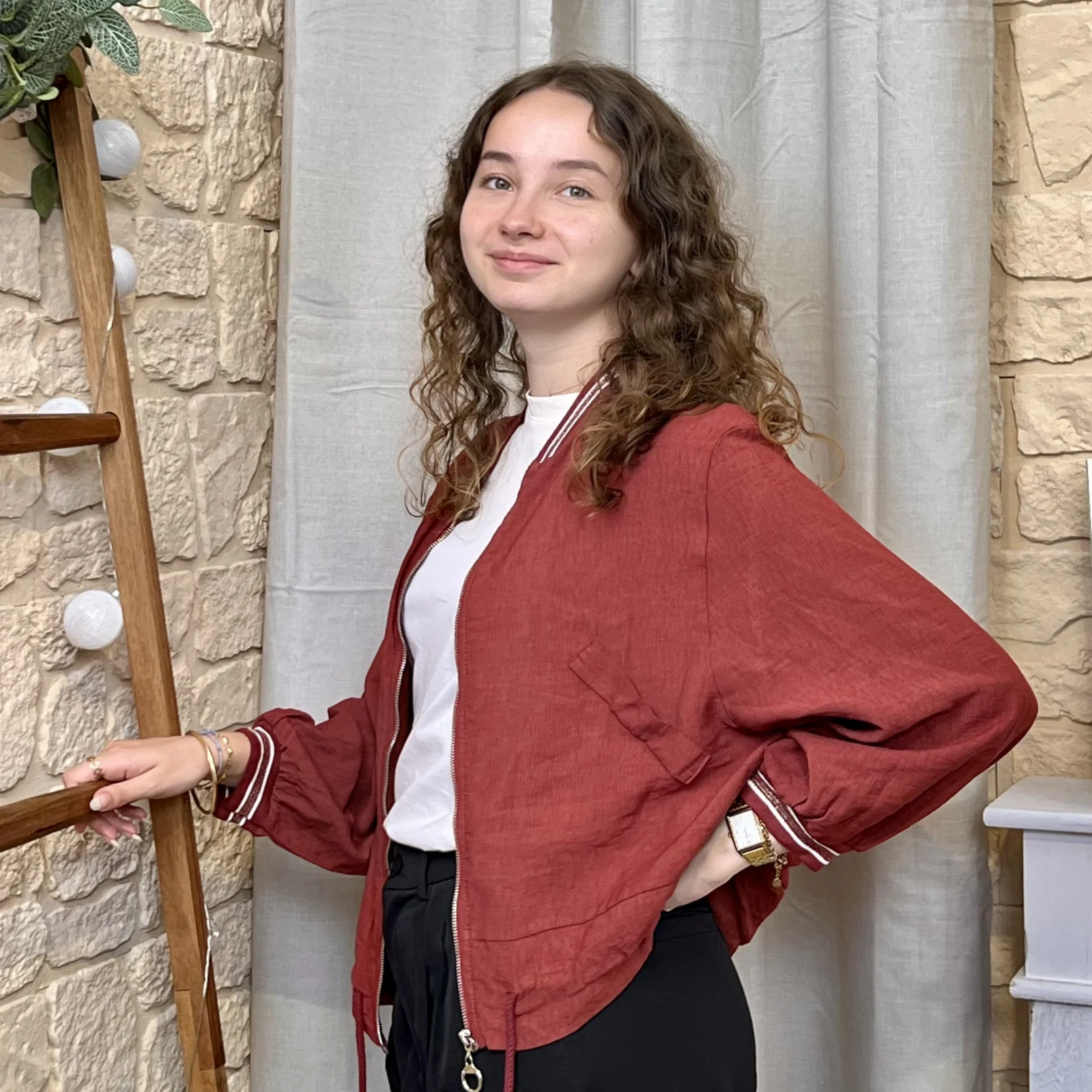 Blouson bomber femme fluide « Tendance » - bordeaux - taille-unique