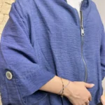 Veste bomber femme zippée délavée « Tendance » - bleu-jeans - taille-unique