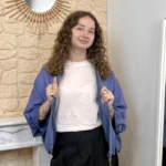 Veste bomber femme zippée délavée « Tendance » - bleu-jeans - taille-unique