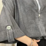 Veste bomber femme zippée délavée « Tendance » - gris - taille-unique
