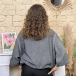 Veste bomber femme zippée délavée « Tendance » - gris - taille-unique