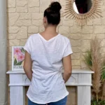 T-shirt col V basique - blanc - taille-unique