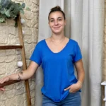 T-shirt col V basique - bleu-royal - taille-unique