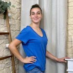 T-shirt col V basique - bleu-royal - taille-unique