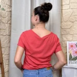 T-shirt col V basique - rouge - taille-unique