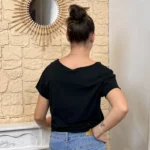 T-shirt col V basique - noir - taille-unique