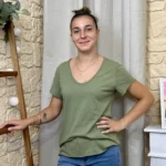 T-shirt col V basique - kaki - taille-unique