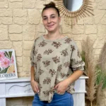 Tunique oversize Fleur Sauvage (TU) - taupe - taille-unique-grande-taille