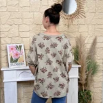 Tunique oversize Fleur Sauvage (TU) - taupe - taille-unique-grande-taille