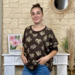 Tunique oversize Fleur Sauvage (TU) - marron - taille-unique-grande-taille