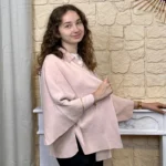 Gilet cape col chemise femme « Tendance » - rose-pale - taille-unique