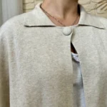 Gilet cape col chemise femme « Tendance » - beige - taille-unique