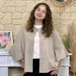 Gilet cape col chemise femme « Tendance » - taupe - taille-unique