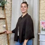 Gilet cape col chemise femme « Tendance » - marron - taille-unique